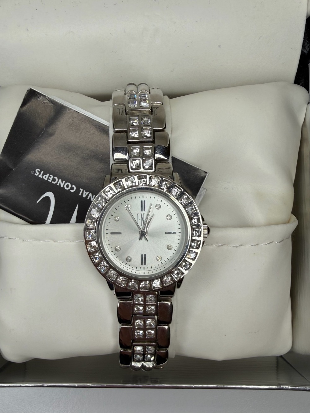 INC International Concepts Silver Crystal-Accent Women's Bracelet Watch